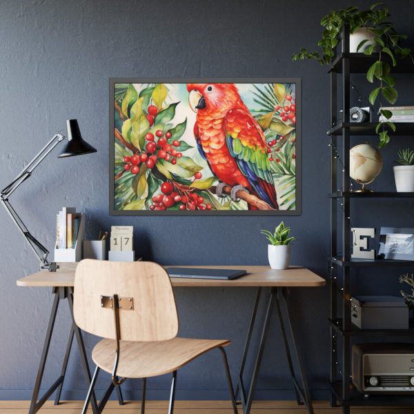 Branch Surrounded by Pine and Holly Berry Framed Poster