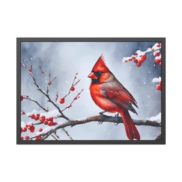 93854-212.jpg Red Cardinal Bird Winter Framed Poster