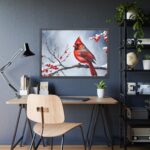 Red Cardinal Bird Winter Framed Poster - Image 3
