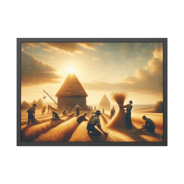 93854-220.jpg Vintage Harvest Scene With Workers Framed Poster