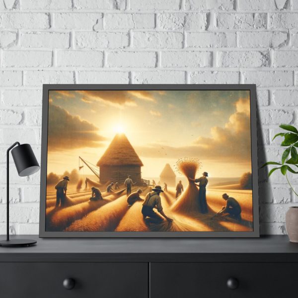 93854-223.jpg Vintage Harvest Scene With Workers Framed Poster