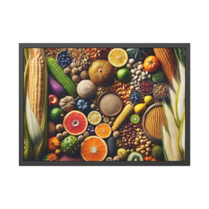 Macro Image Showcasing Detail of Fruits Grains and Vegetables Framed Poster