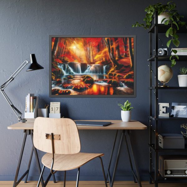 93854-266.jpg Autumn Waterfall Scene Framed Poster
