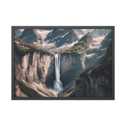 Grand Mountain Waterfall Framed Poster