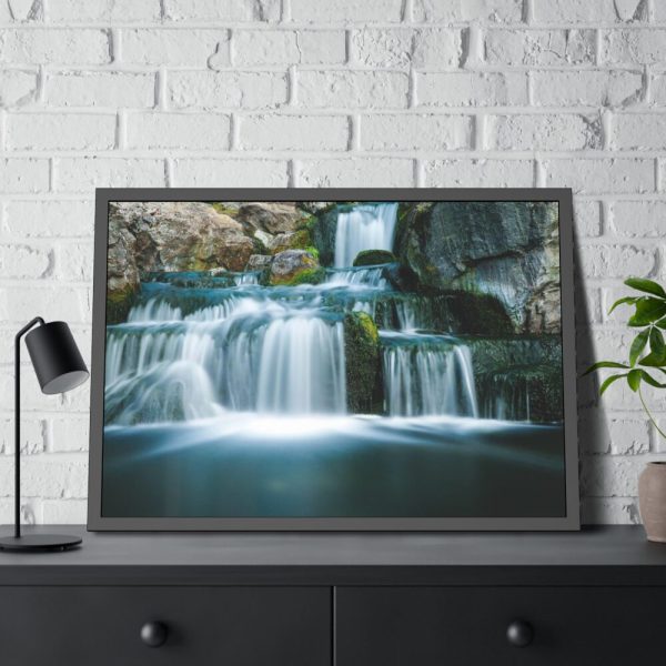 93854-291.jpg Waterfall in Mountains Framed Poster