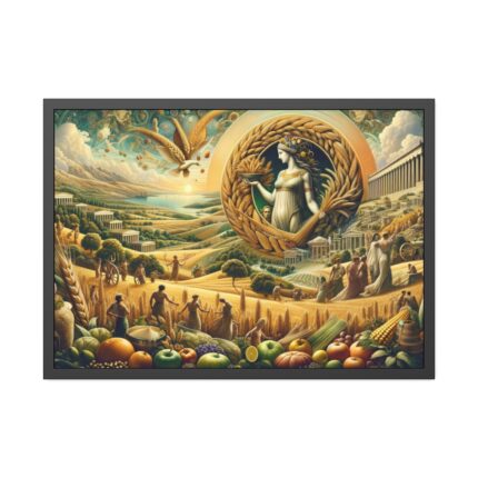 Mythological and Historical Elements to Depict Ancient Harvest Framed Poster