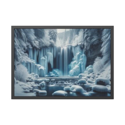 Frozen Waterfall During Winter Framed Poster