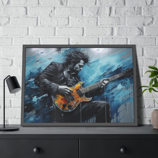 Man Playing Electric Guitar Art Framed Poster