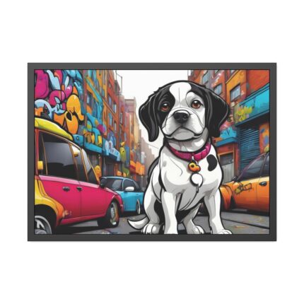 Cartoon Dog Art Illustration Framed Poster