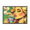 93854-400.jpg Girl Drinking Coffee in Pop Art Framed Poster