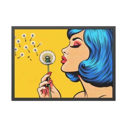 Girl With Blue Hair in Pop Art Style Framed Poster
