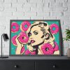 93854-435.jpg Pop Art Woman With Pink Donuts Framed Poster