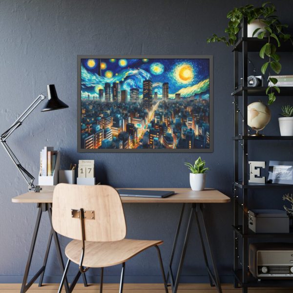 93854-54.jpg Tokyo With a Swirling Star-Filled Sky Framed Poster