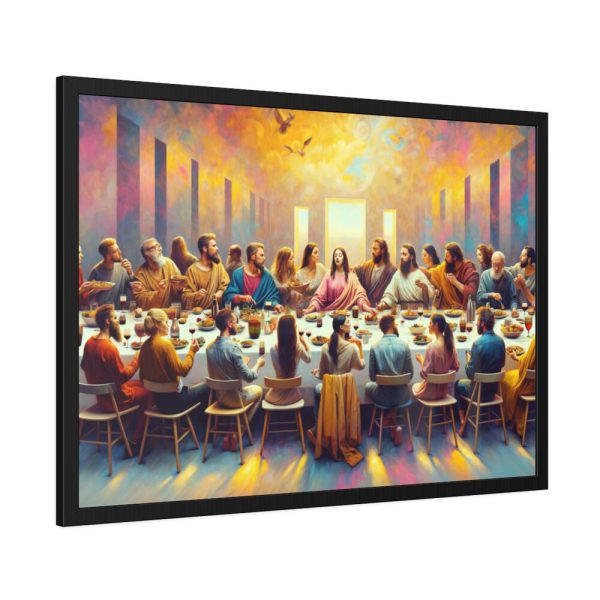 Modern-Day People At Long Table in Contemporary Setting Framed Poster