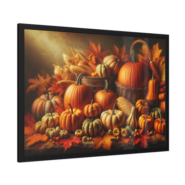 93855-101.jpg Assortment of Pumpkins, Gourds, and Autumn Leaves Framed Poster