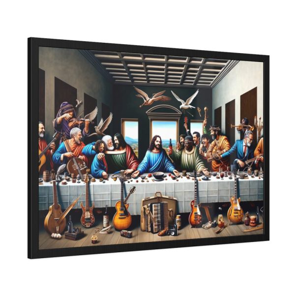 93855-109.jpg Modern Adaptation of Leonardo da Vinci's 'The Last Supper' With Legendary Musicians Framed Poster