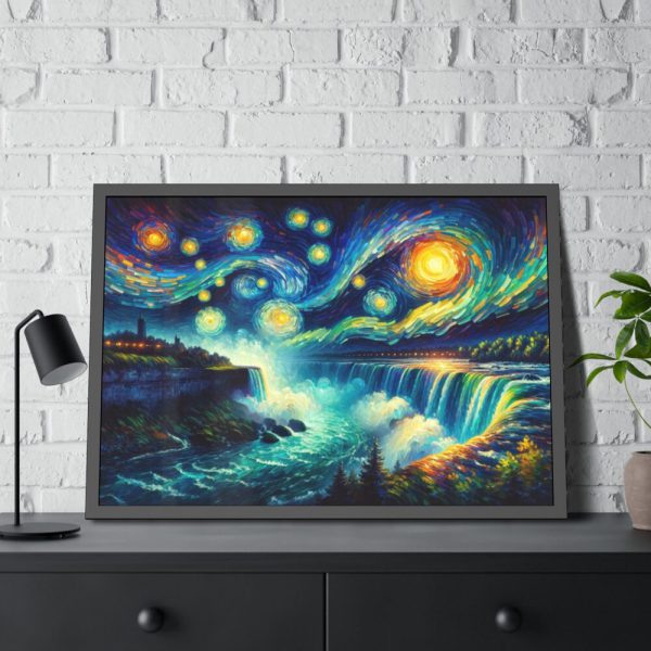 93855-11.jpg Niagara Falls Under Starry Night Framed Canvas