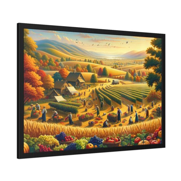 93855-129.jpg Traditional Harvest Scene Capturing the Essence of Pastoral Landscapes Framed Poster