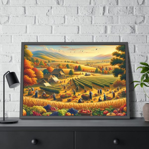 93855-131.jpg Traditional Harvest Scene Capturing the Essence of Pastoral Landscapes Framed Poster