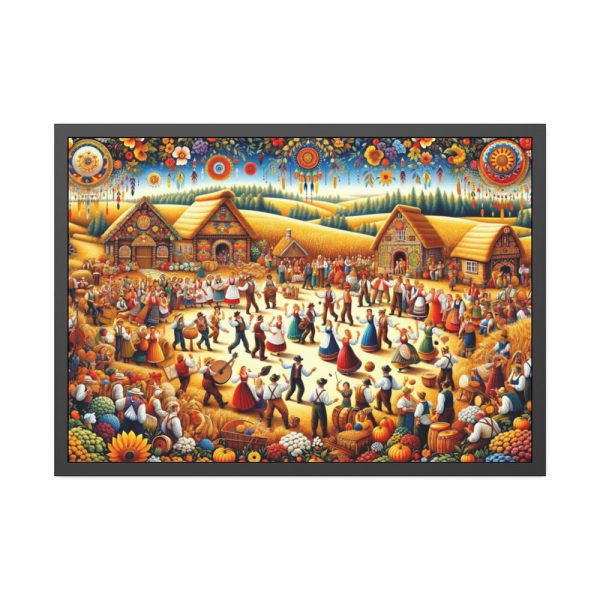 93855-136.jpg Spirit of Folk Art, Featuring a Harvest Festival Scene Framed Poster
