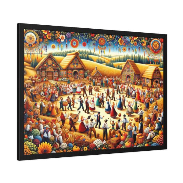 93855-137.jpg Spirit of Folk Art, Featuring a Harvest Festival Scene Framed Poster