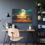 Harvest Moon Illuminating a Bountiful Harvest Field Framed Poster - Image 7