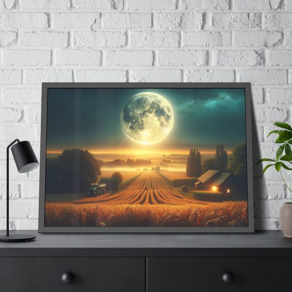 93855-163.jpg Harvest Moon Illuminating a Bountiful Harvest Field Framed Poster