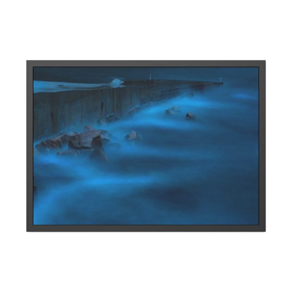 Blue Misty Sea at Night Framed Poster