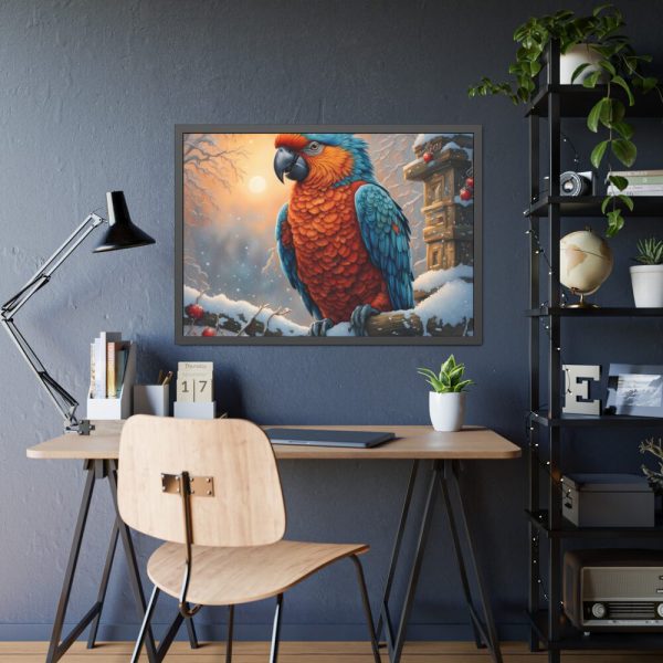 93855-206.jpg Parrot On A Snowy Branch Framed Poster