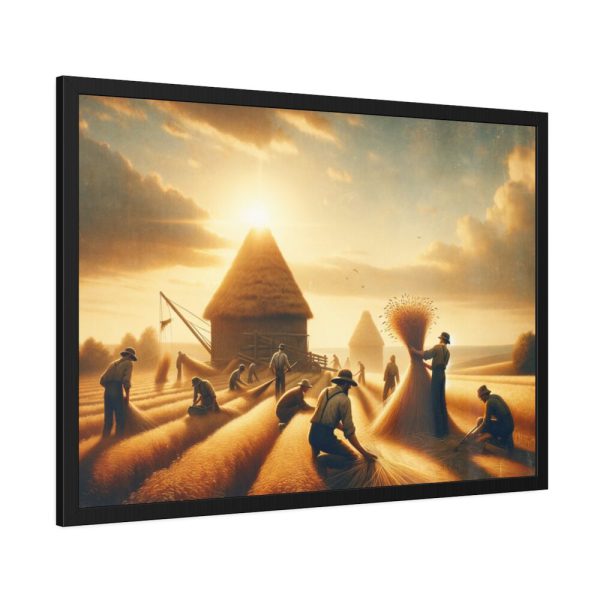 93855-221.jpg Vintage Harvest Scene With Workers Framed Poster
