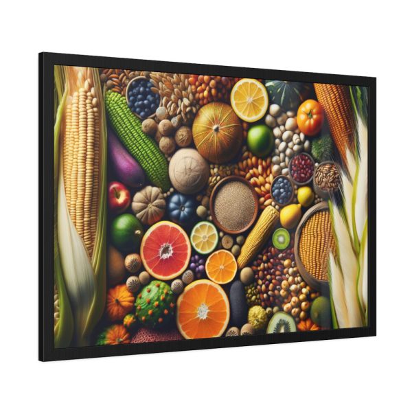 93855-237.jpg Macro Image Showcasing Detail of Fruits Grains and Vegetables Framed Poster