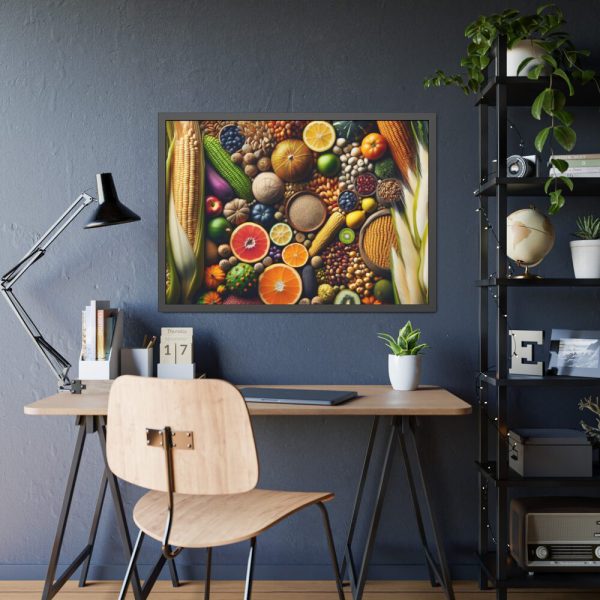 93855-238.jpg Macro Image Showcasing Detail of Fruits Grains and Vegetables Framed Poster