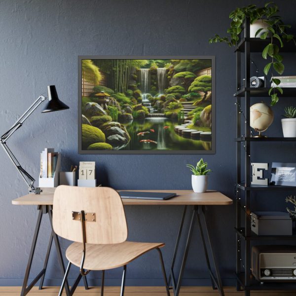 93855-298.jpg Zen Waterfall Garden in Japanese Style Framed Poster