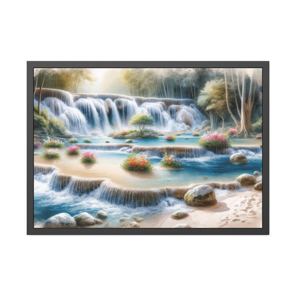 93855-304.jpg Watercolor-Style Painting of Waterfall Framed Poster