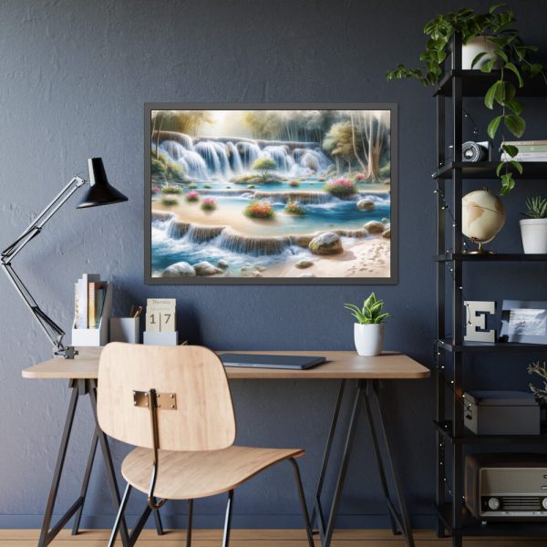 93855-306.jpg Watercolor-Style Painting of Waterfall Framed Poster