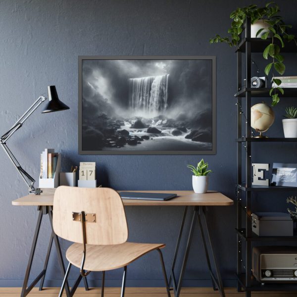 93855-310.jpg Waterfall on Rainy Day Framed Poster