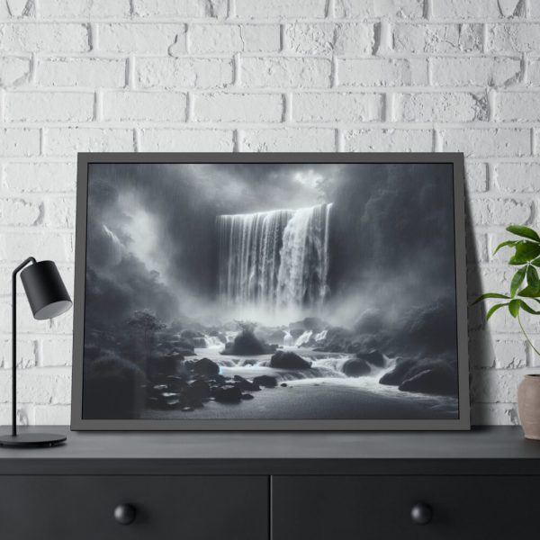 93855-311.jpg Waterfall on Rainy Day Framed Poster