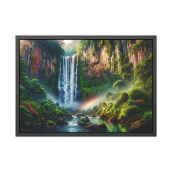 93855-316.jpg Waterfall Cascading Down Into Serene Pool Framed Poster