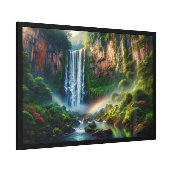 93855-317.jpg Waterfall Cascading Down Into Serene Pool Framed Poster