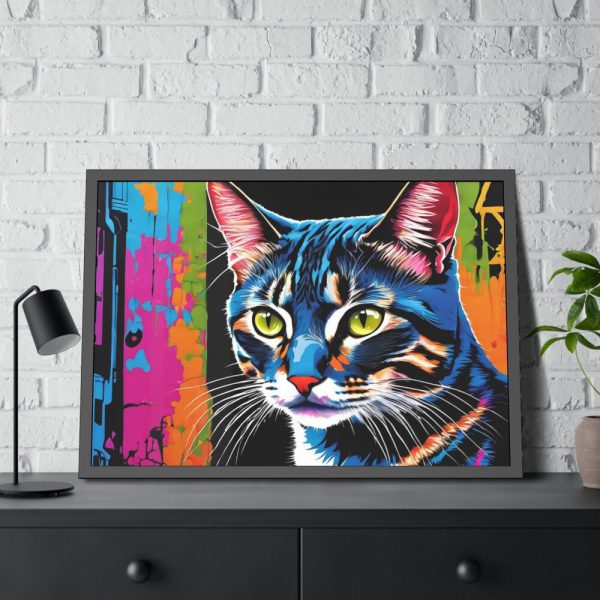 Cat Pop Art Illustration Framed Poster