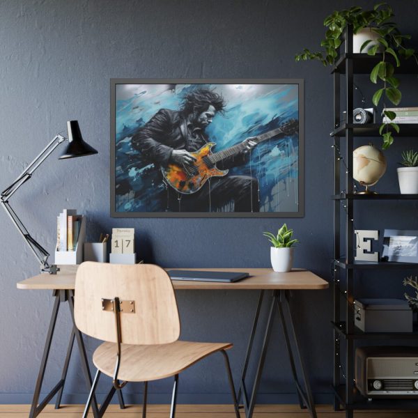Man Playing Electric Guitar Art Framed Poster