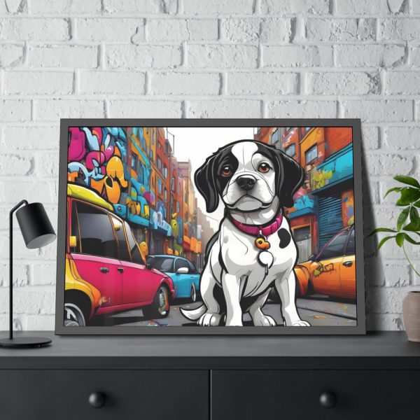 Cartoon Dog Art Illustration Framed Poster