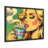 93855-401.jpg Girl Drinking Coffee in Pop Art Framed Poster