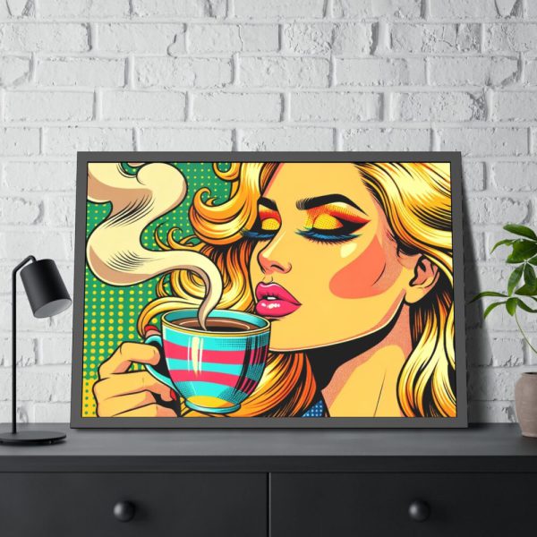 93855-403.jpg Girl Drinking Coffee in Pop Art Framed Poster