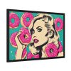 93855-433.jpg Pop Art Woman With Pink Donuts Framed Poster