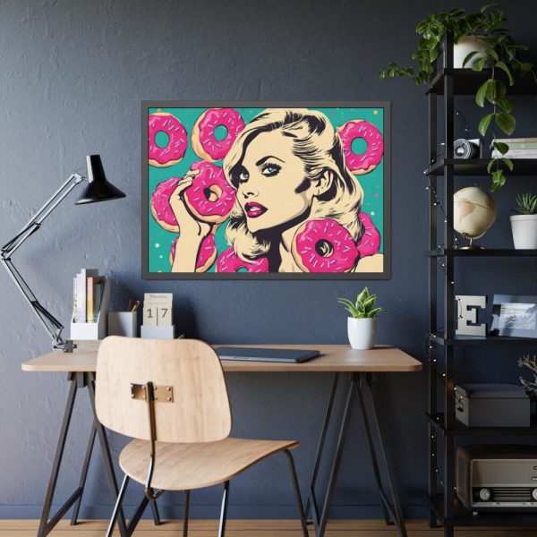 93855-434.jpg Pop Art Woman With Pink Donuts Framed Poster