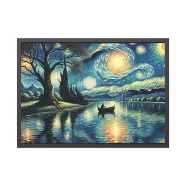 93855-48.jpg Men On the Boat in the Night Framed Poster