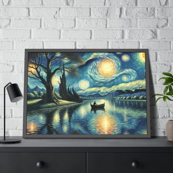 93855-51.jpg Men On the Boat in the Night Framed Poster