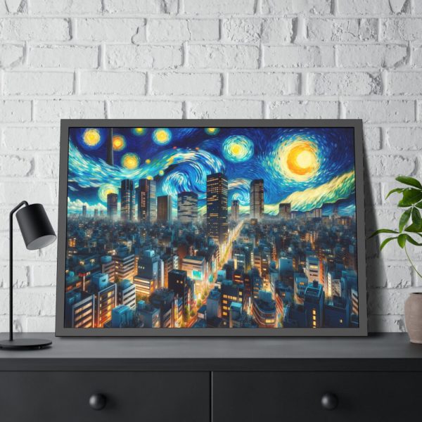 93855-55.jpg Tokyo With a Swirling Star-Filled Sky Framed Poster