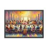 Modern-Day People At Long Table in Contemporary Setting Framed Poster